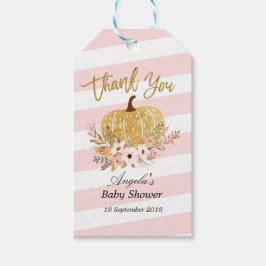 Rosa och Guld Pumpkin Tack Märkre Presentetikett