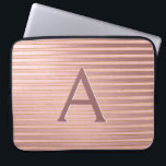 Rosa och Guld Rand Monogram Girly Laptop Fodral<br><div class="desc">Rosa och Faux Gold Foil Rand Elegant Monogram Fodral. Det här fodralen kan anpassas så att det inkluderar ditt första och första namn.</div>