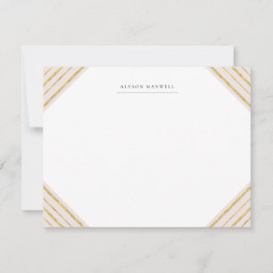 Rosa och Guld Rand Monogrammed Stationery Anteckningskort