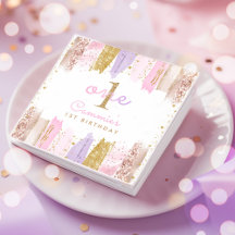 Rosa och Guld regnbåge 1:a födelsedag Party