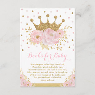 Rosa och Guld Royal Krona Princess Bokar för Baby Tilläggskort