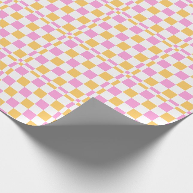Rosa och guld rutig presentpapper (Hörn)