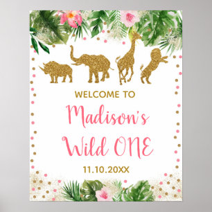 Rosa och Guld Safari-Vilden Ett välkomnande av för Poster