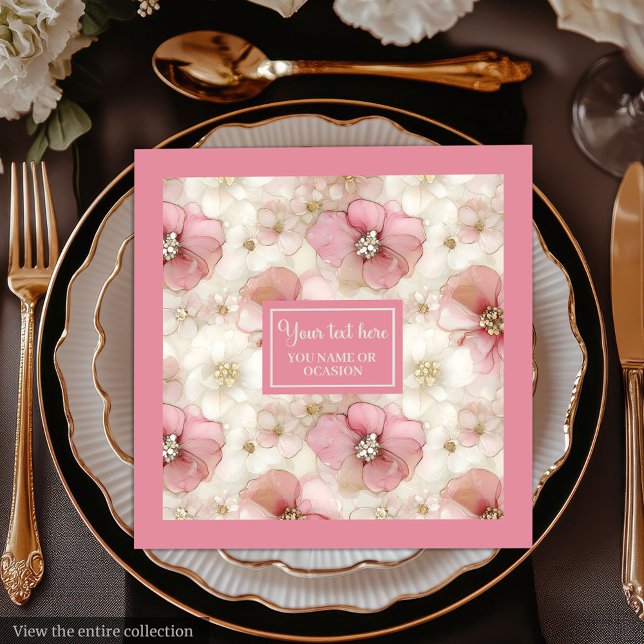 Rosa och Guld Servett Personlig Elegant Duk (Blush and Gold Napkinс Personalized Elegant Table)