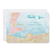 Rosa och guld- sjöjungfrutackkort