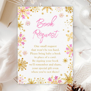 Rosa och Guld Snöflingor Vinter Bok Begäran Tilläggskort