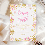 Rosa och Guld Snöflingor Winter Diaper Raffle Tilläggskort<br><div class="desc">Den här eleganten och det glamorösa,  bländbara raffelkortet har vattenfärgen rosa och guld faux glitter snöflingor och gnistor på vit bakgrund. Texten kombinerar handskript och modernt sans serif typsnitt för ett klassligt och sofistikerat utseende. Det här är perfekt för en vinter- eller julbabydusch. Grafik efter www.etsy.com/uk/shop/SunflowerDayLove</div>