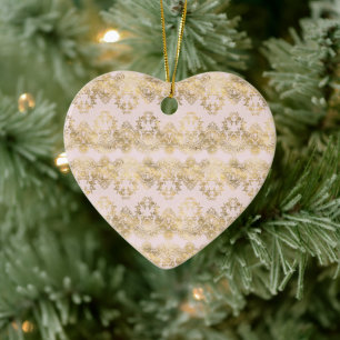 Rosa och Guld Snöre Julgransprydnad Keramik