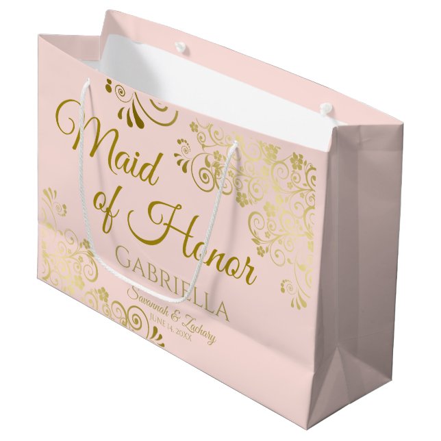  Rosa och Guld Snöre Maid of honor Chic Bröllop (Framsidan Vinklad)