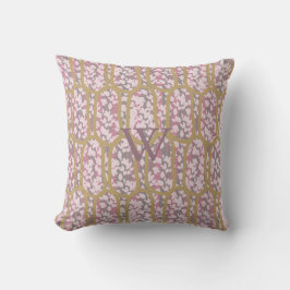 Rosa och Guld Snöre Motif Monogrammed Dekorativ ku Kudde