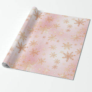 Rosa och Guld Snowflake Bliss Presentpapper