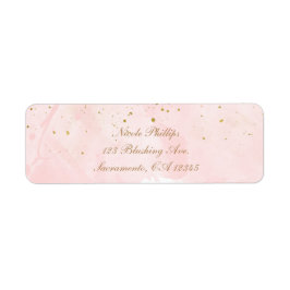 Rosa och guld stänk modern bröllopsfest returadress etikett