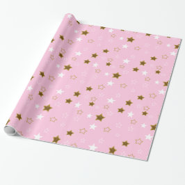 Rosa och Guld Stars Gift Wrap Presentpapper