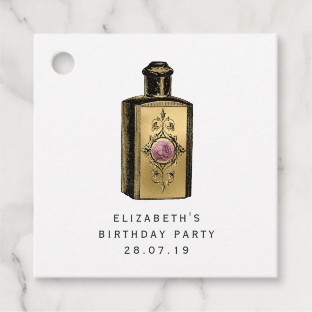 Rosa och Guld Steampunk Gåvor Etiketter (Framsida)