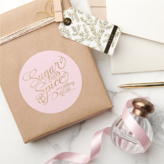 Rosa och guld Sugar and Spice-klistermärken Runt Klistermärke