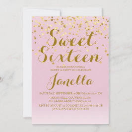 Rosa och Guld Sweet 16-inbjudan Inbjudningar