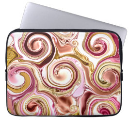Rosa och Guld Swirls Laptop Fodral
