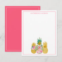 Rosa och Guld Tropiska Blommigten Ananas
