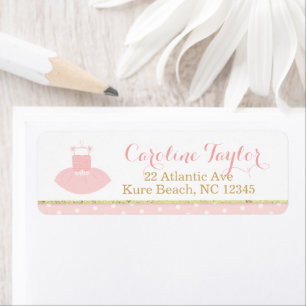 Rosa och Guld Tutu Baby Shower-adressetikett Returadress Etikett