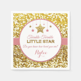 Rosa och guld Twinkle Twinkle Little Star Napkins Pappersservett