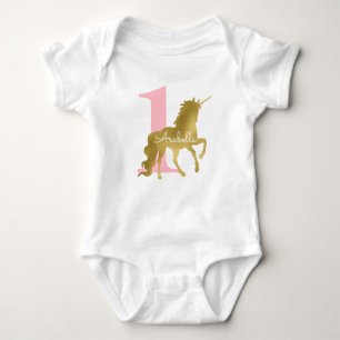 Rosa och Guld Unicorn Birthday T-shirt