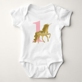 Rosa och Guld Unicorn Birthday Tee