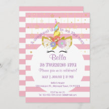 Rosa och Guld Unicorn Födelsedagskort