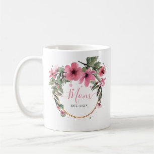 Rosa och guld vattenfärgsdusch för bebisdusch kaffemugg