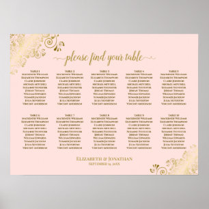  Rosa och Guld vid 10 Bord Bröllop Poster