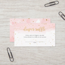 Rosa och Guld Watercolor girl blaper raffle biljet