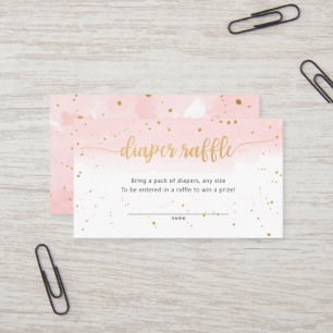 Rosa och Guld Watercolor girl blaper raffle biljet Visitkort