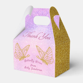 Rosa och Guld Whimsique Butterfly Baby Shower Presentaskar