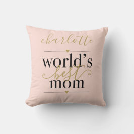  Rosa och Guld World Best Mamma Personlig Kudde