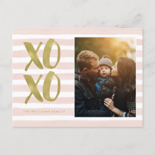 Rosa och Guld XOXO Valentines day Photo Helg Vykort