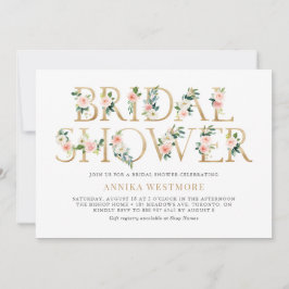 Rosa och guldblommig Blommigt Flickor Möhippa Inbjudningar