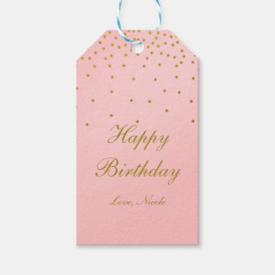  Rosa och guldfettkonfetti Dots Gift-Märkre Presentetikett