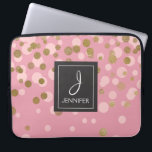 Rosa och guldfettkonfetti-Elegant Monogram Laptop Sleeve<br><div class="desc">Rosa och faux guldfeta konfetti Elegant Monogram Fodral. Fodral kan anpassas så att du kan inkludera ditt initialvärde och fullt.</div>