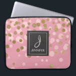 Rosa och guldfettkonfetti-Elegant Monogram Laptop Sleeve<br><div class="desc">Rosa och faux guldfeta konfetti Elegant Monogram Fodral. Fodral kan anpassas så att du kan inkludera ditt initialvärde och fullt.</div>
