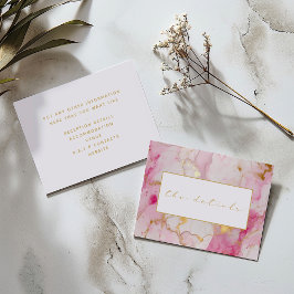 Rosa och guldmarmor detaljer bröllop tilläggskort