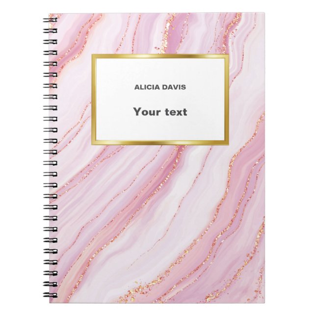 Rosa och guldmarmor  | ditt namn anteckningsbok (Framsidan)