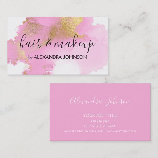  Rosa och guldolja Tvättar Girly Visitkort (Fram/baksida)