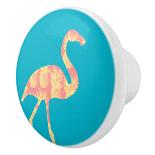 Rosa och Gult Ananas Flamingo Keramisk knopp