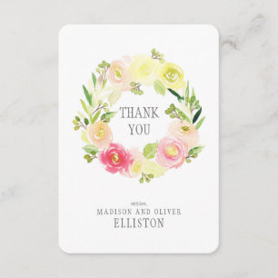 Rosa och Gult Blommigt av vattenfärg Utandning  Ta Tack Kort