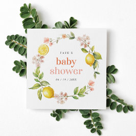 Rosa och Gult | Blommigt Lemon Baby Shower Pappersservett