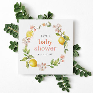 Rosa och Gult Blommigt Lemon Baby Shower Pappersservett