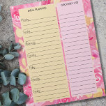 Rosa och Gult Blommigt Måltidsplanering och Livsme Anteckningsblock<br><div class="desc">Rosa och Gult Blommigt Meal Planner och Livsmedel List-Anteckningsblock för att organisera din . Det här anteckningsblocket har en veckomollering på varje sida, med fodrade sektioner för varje veckodag och en stor styrd ruta för din inköpslista. Blommigten har en bakgrund med vattenfärg i skuggor av rosa och gult. Du kan...</div>