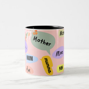 Rosa och Gult Blommigt Minimal Mors dag Mugg