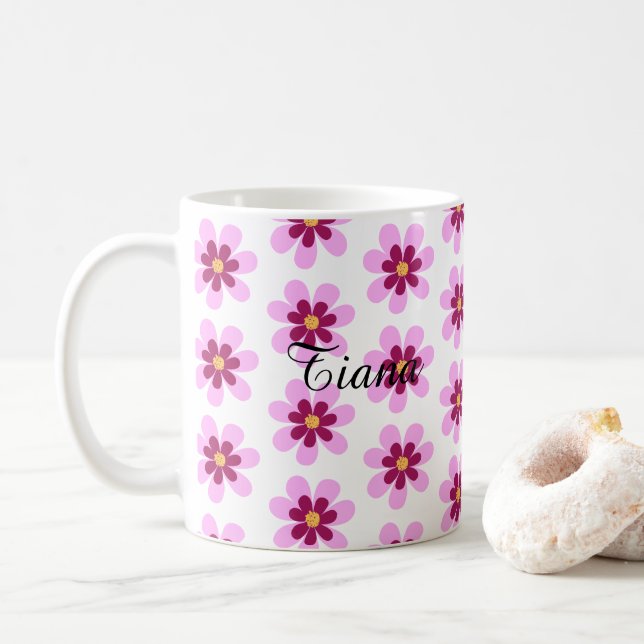 Rosa- och Gult-Blommigtar Kaffemugg (Med munk)