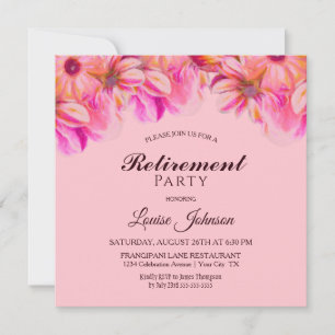 Rosa och Gult Blommigten Pension Party Inbjudningar