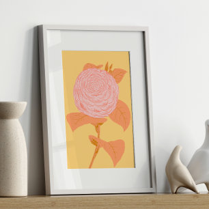 Rosa och Gult Botaniska Teckning Coquette-Vintagen Poster